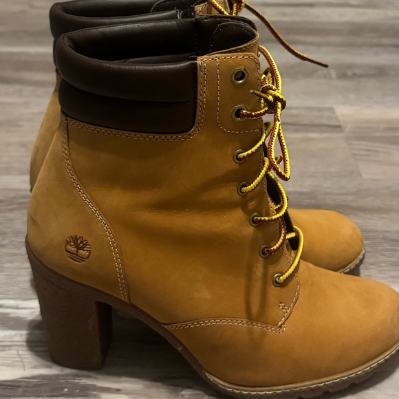 TIMBERLAKE Tillston Leather Heeled Lace-Up Boots Color Wheat Nubuck Size 8 - Picture 8 of 16
